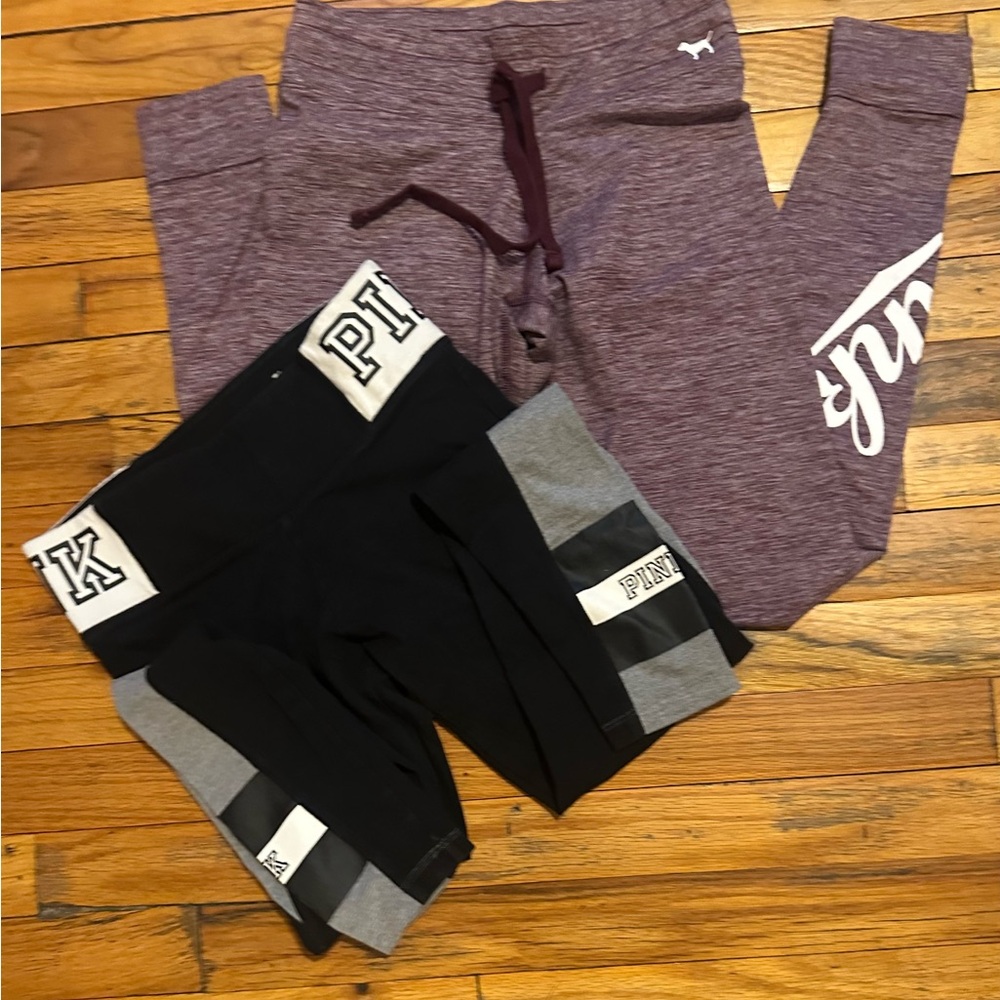 PINK Victoria's Secret Leggings - Maroon and Black